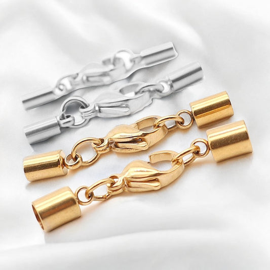 5 Sets Stainless Steel Leather Cord Clasp, Lobster Claw & Barrel Clasp for Bracelets and Necklaces, DIY Jewelry Making Cord End Findings