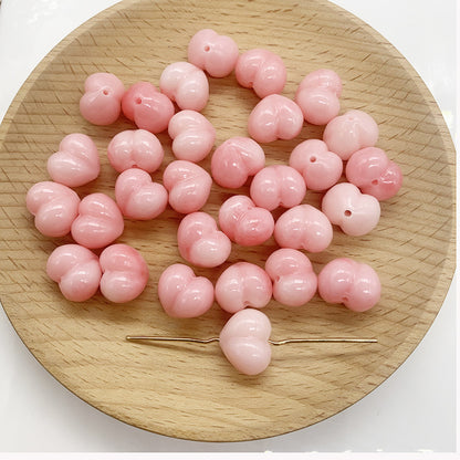 2PCS Pressed Queen Shell Powder Peach Heart beads with Hole,DIY Jewelry Making, Handcrafted Charm for Bracelets, Necklaces, Beaded Accessories