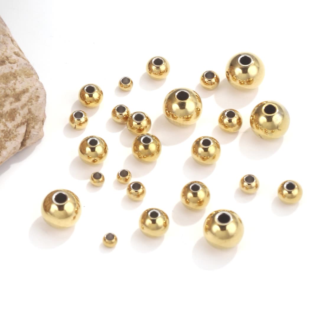 50PCS Stainless Steel Solid Drilled Beads | Titanium Steel Loose Beads for DIY Bracelets, Jewelry Making Supplies