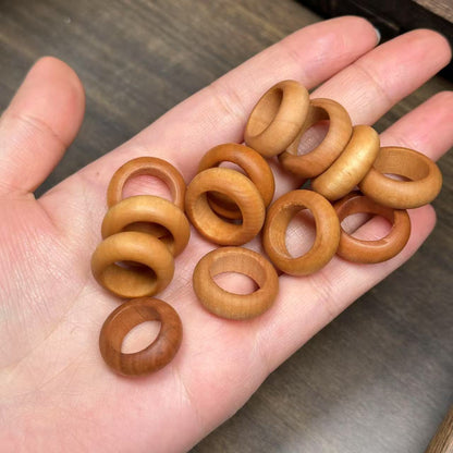 2PCS Hand-Carved Sandalwood Spinner Ring / Stopper Ring | DIY Bead Accessory for Buddhist Prayer Beads & Wenwan Jewelry