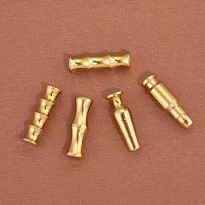 2PCS Gold Stainless Steel Bamboo Joint Bullet Beads | Loose Spacer Beads for DIY Jewelry Making Supplies