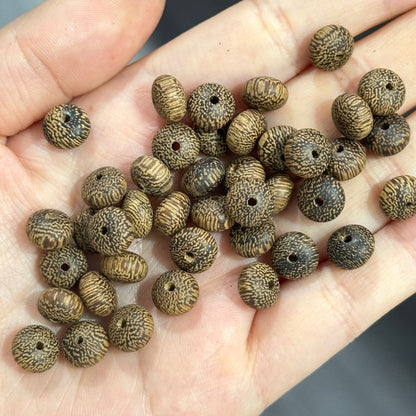 10PCS Indian Agarwood Abacus Beads, DIY Loose Prayer Beads for Buddhist Mala, Bracelet, Necklace, Phone Strap & Jewelry Making Supplies
