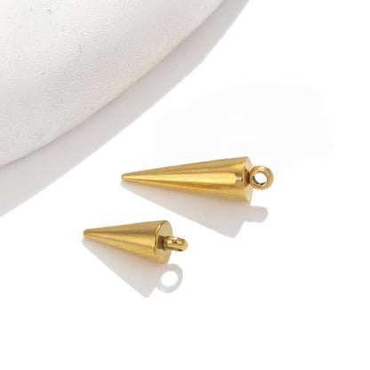5PCS Stainless Steel Conical Small Pendants | Plated Mini Charms, Minimalist DIY Accessories for Earrings & Jewelry Making