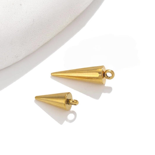 5PCS Stainless Steel Conical Small Pendants | Plated Mini Charms, Minimalist DIY Accessories for Earrings & Jewelry Making