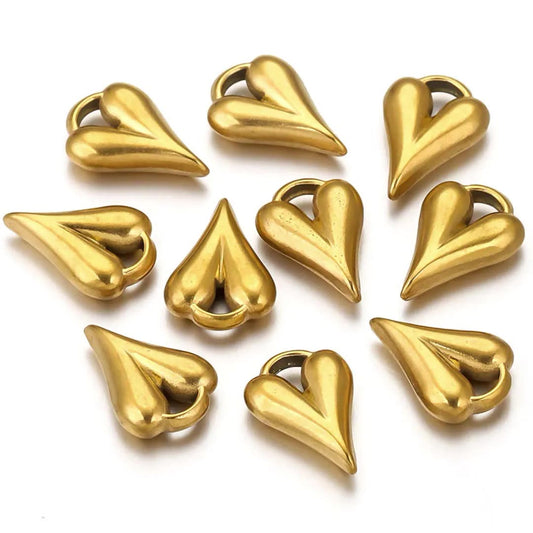 Stainless Steel Heart Pendant Charm | DIY Accessory for Earrings, Bracelets & Necklaces, Versatile Jewelry Craft Supply