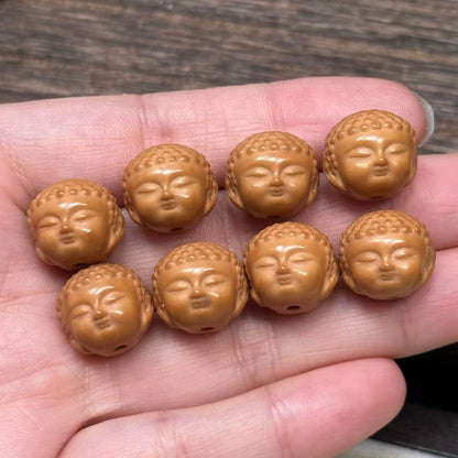 13x14mm Monkey Head Walnut Carved Baby Buddha Beads | Loose Beads for Jewelry Making, Bracelet Necklace Craft Supplies