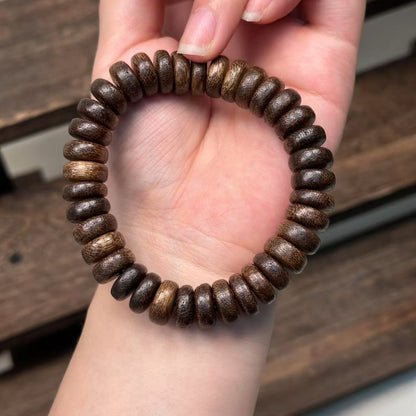 Natural Kalimantan Agarwood Beads - 5*12mm Abacus Shape Bracelet, Authentic Chen Xiang Handmade Jewelry