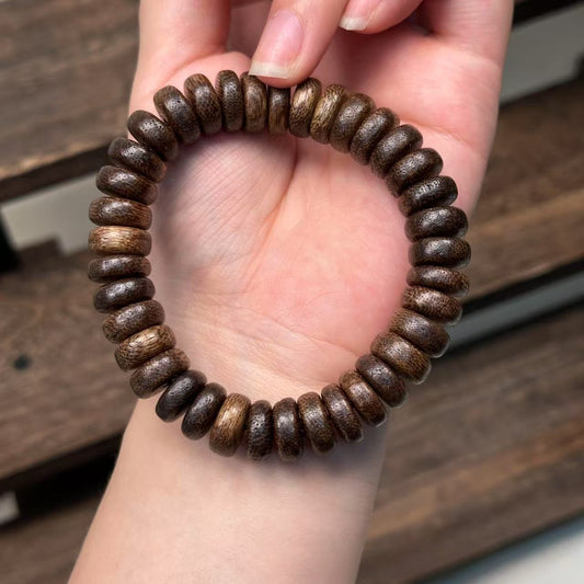 Natural Kalimantan Agarwood Beads - 5*12mm Abacus Shape Bracelet, Authentic Chen Xiang Handmade Jewelry