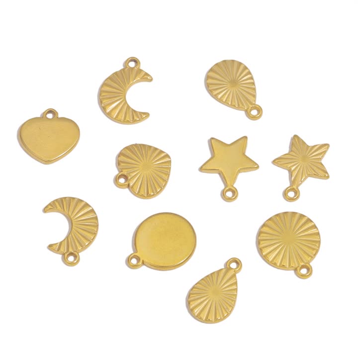 5PCS Stainless Steel Sun Moon Star Pendant Charm, DIY Jewelry Making Supplies for Earrings, Bracelets, and Necklaces