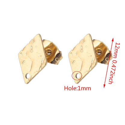 5Pairs Stainless Steel DIY Earring Components - Geometric Textured Blanks & Posts with Holes, Titanium Steel for Earrings