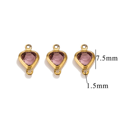 20PCS Stainless Steel Crystal Water Drop Charms - Colorful Titanium Steel, Minimalist Luxury DIY Necklace Jewelry Accessory