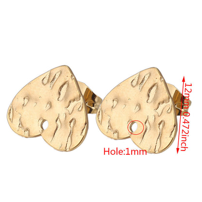 5Pairs Stainless Steel DIY Earring Components - Geometric Textured Blanks & Posts with Holes, Titanium Steel for Earrings