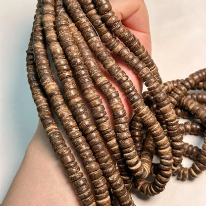 Raw Color Coconut Shell Abacus Spacer Beads - Bulk Craft Beads for Bracelets, Necklaces, Earring DIY Projects