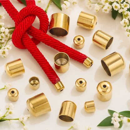 10PCS Stainless Steel End Caps, Round Cord Ends with Hole, Titanium Steel Jewelry Findings, Waterproof DIY Jewelry Making Supplies