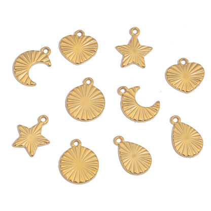 5PCS Stainless Steel Sun Moon Star Pendant Charm, DIY Jewelry Making Supplies for Earrings, Bracelets, and Necklaces