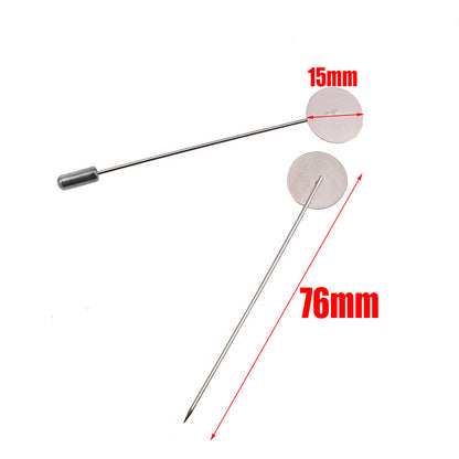 10PCS DIY Jewelry Brooch Pins - Stainless Steel Long Disk Pin with Stopper (Cabochon Compatible)
