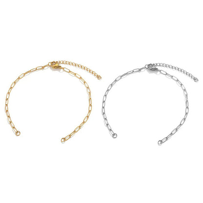 5PCS Real Gold Plated Semi - finished Base Chain for DIY Bracelets - Stainless Steel Long Cross, Adjustable Titanium Steel Accessories