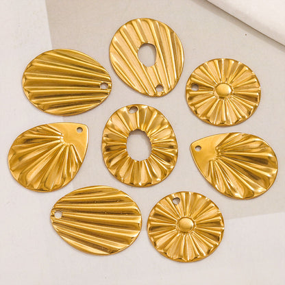 10PCS Stainless Steel Round Flower Pendant with Hole, DIY Teardrop Earring Connector, Jewelry Making Supplies for Stud Earrings