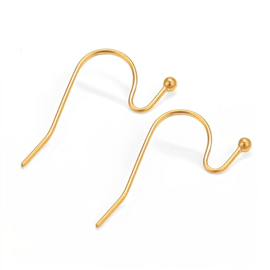 10Pairs Stainless Steel Earrings Hooks with Beads | Soldered Bead/round Bead Ear Wires, DIY Jewelry Supplies for Beaded Earrings