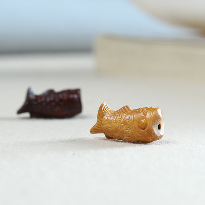 Rosewood Agarwood Carved Koi Fish Pendant, Cute DIY Charm, Handcrafted Jewelry Making, Phone Strap, Bracelet, Necklace, Beaded Accessory