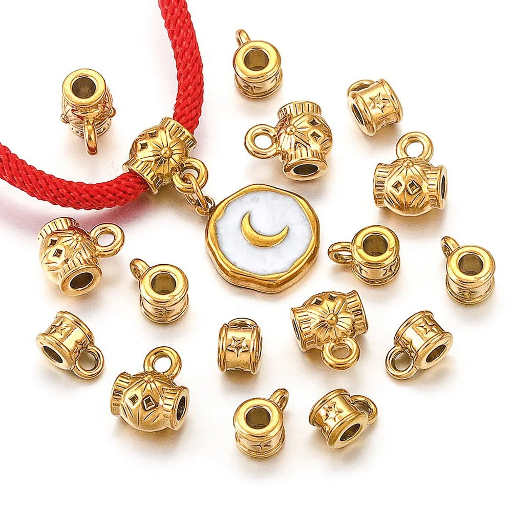 2PCS Titanium Steel Retro Totem Beads - Integrated Stainless Steel Large-Hole Dangle Beads, Bracelet/Necklace Spacer & Positioning Parts, DIY Accessories