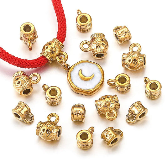 2PCS Titanium Steel Retro Totem Beads - Integrated Stainless Steel Large-Hole Dangle Beads, Bracelet/Necklace Spacer & Positioning Parts, DIY Accessories