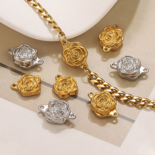 Rose Magnetic Clasps | Stainless Steel Vacuum Gold-Plated | Closure Parts for Jewelry Making