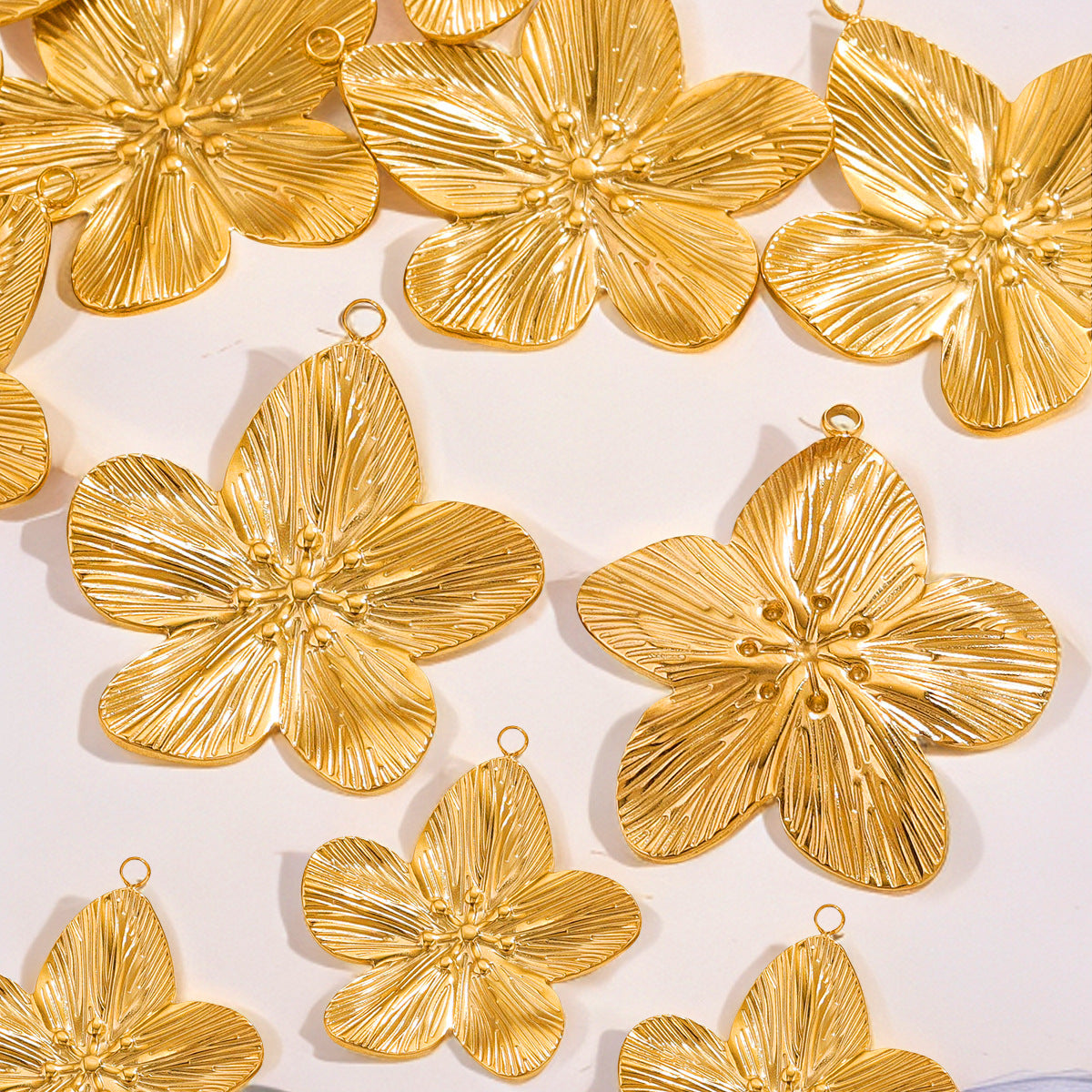 Vintage Stainless Steel Flower Pendants,  DIY Charms for Necklaces & Earrings, Jewelry Making Accessories
