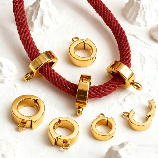 Stainless Steel Open Jump Rings & Clasps - Leather Cord Bracelet/Necklace Connectors & Positioning Clips | DIY Jewelry Supplies