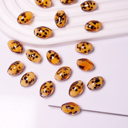 2PCS 11*16mm Handmade Leopard Print Glass Beads – Animal Print Jewelry Making Beads