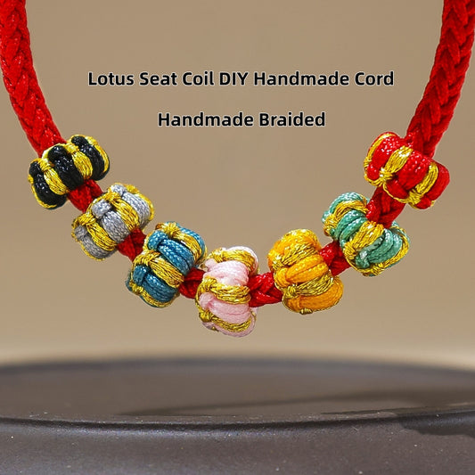 10PCS Lotus Seat Coil DIY Handmade Cord, Red String Necklace Connector, Half-Finished Jewelry Findings for Bracelet & Pendant Making