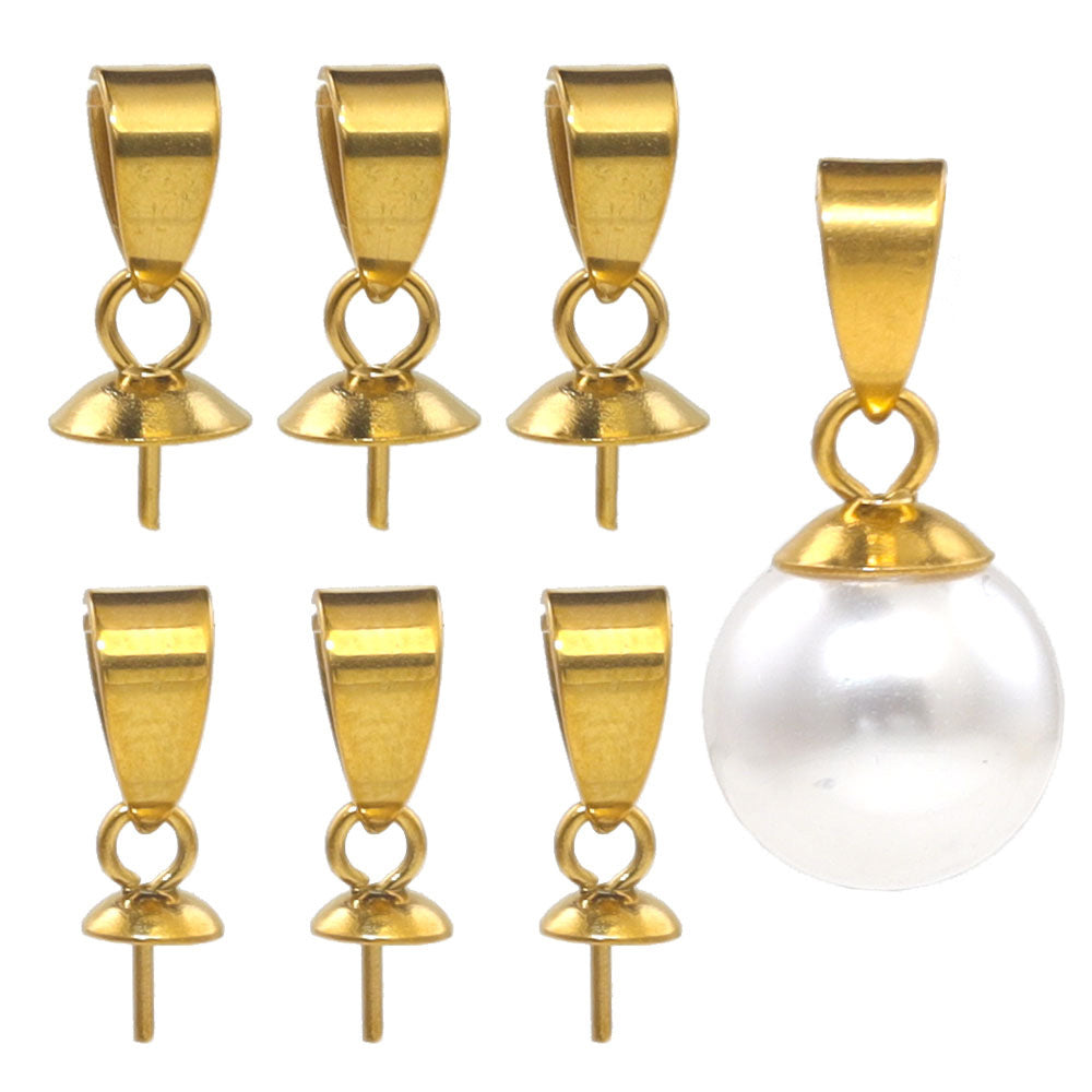 10PCS Stainless Steel Bails Connectors Bale Pinch Pendant Clasp Clips,Pearl Holder Seed Clasp, DIY Necklace Pendant Jewelry Making Supplies