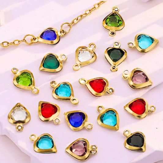 20PCS Stainless Steel Crystal Water Drop Charms - Colorful Titanium Steel, Minimalist Luxury DIY Necklace Jewelry Accessory