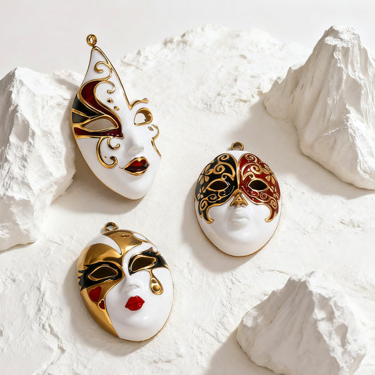 Stainless Steel Creative Chinese Peking Opera Mask Charms, Luxury High-End Enameled DIY Necklace Pendants, Traditional National Essence Jewelry