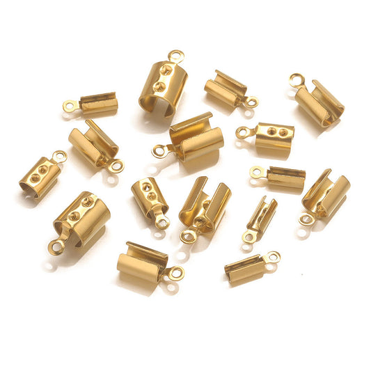 50PCS Stainless Steel End Caps & Cord Clasps, Lobster Clasp Cord Connectors, DIY Bracelet Anklet Jewelry Making Findings
