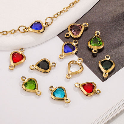 20PCS Stainless Steel Crystal Water Drop Charms - Colorful Titanium Steel, Minimalist Luxury DIY Necklace Jewelry Accessory