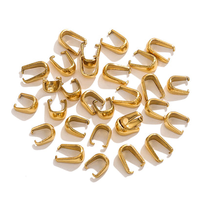 50PCS Stainless Steel Snap On Bails Hook Pendant Clasps Pinch Clips Bail Pendants for Neckalce Jewelry DIY Craft Making, Stainless Steel Color