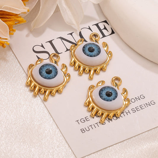 Retro Evil Eye Stainless Steel Pendant, Vintage Protection Charm, Waterproof Amulet Jewelry