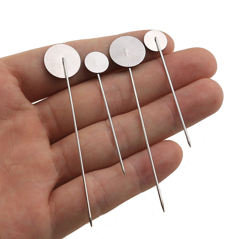 10PCS DIY Jewelry Brooch Pins - Stainless Steel Long Disk Pin with Stopper (Cabochon Compatible)