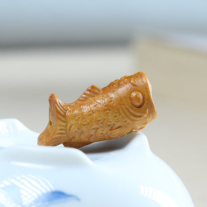 Rosewood Agarwood Carved Koi Fish Pendant, Cute DIY Charm, Handcrafted Jewelry Making, Phone Strap, Bracelet, Necklace, Beaded Accessory