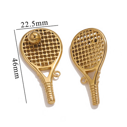 Stainless Steel Tennis Racket Keychain Pendant, Creative Sports Charm, DIY Vintage Bag or Necklace Jewelry Accessory