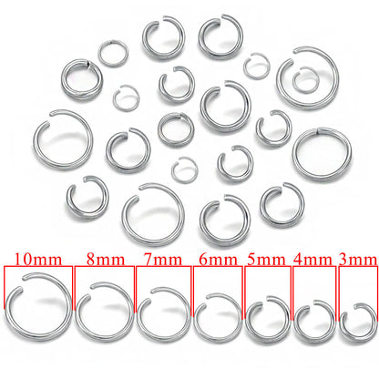 200PCS Stainless Steel Jump Rings - Rust-Proof Open/Closed Rings, Titanium Steel DIY Jewelry Findings & Connector Components