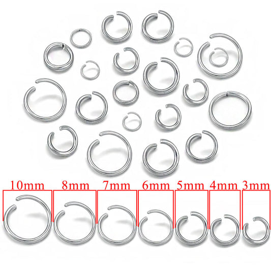 200PCS Stainless Steel Jump Rings - Rust-Proof Open/Closed Rings, Titanium Steel DIY Jewelry Findings & Connector Components