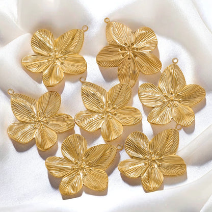 Vintage Stainless Steel Flower Pendants,  DIY Charms for Necklaces & Earrings, Jewelry Making Accessories