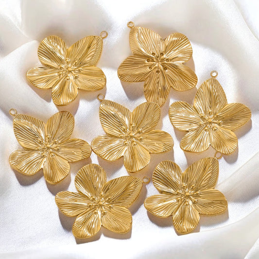 Vintage Stainless Steel Flower Pendants,  DIY Charms for Necklaces & Earrings, Jewelry Making Accessories