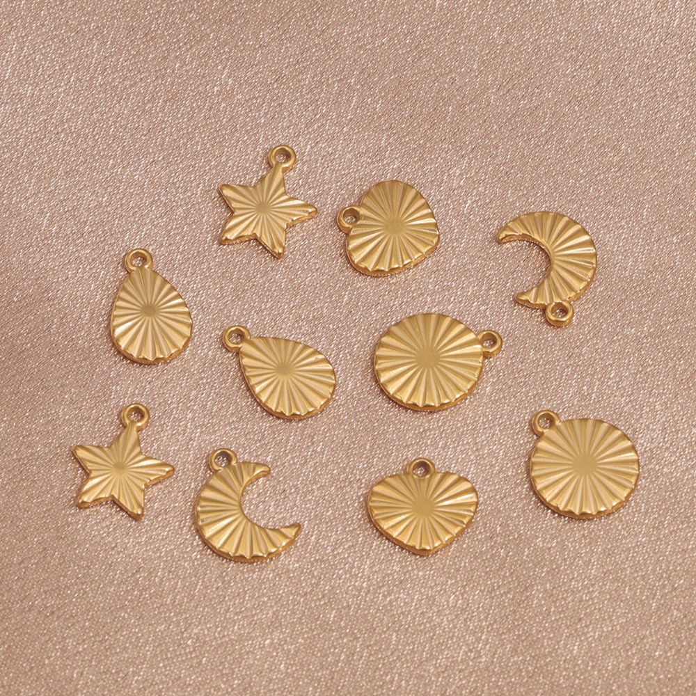 5PCS Stainless Steel Sun Moon Star Pendant Charm, DIY Jewelry Making Supplies for Earrings, Bracelets, and Necklaces