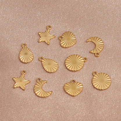 5PCS Stainless Steel Sun Moon Star Pendant Charm, DIY Jewelry Making Supplies for Earrings, Bracelets, and Necklaces