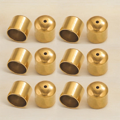10PCS Stainless Steel End Caps, Round Cord Ends with Hole, Titanium Steel Jewelry Findings, Waterproof DIY Jewelry Making Supplies