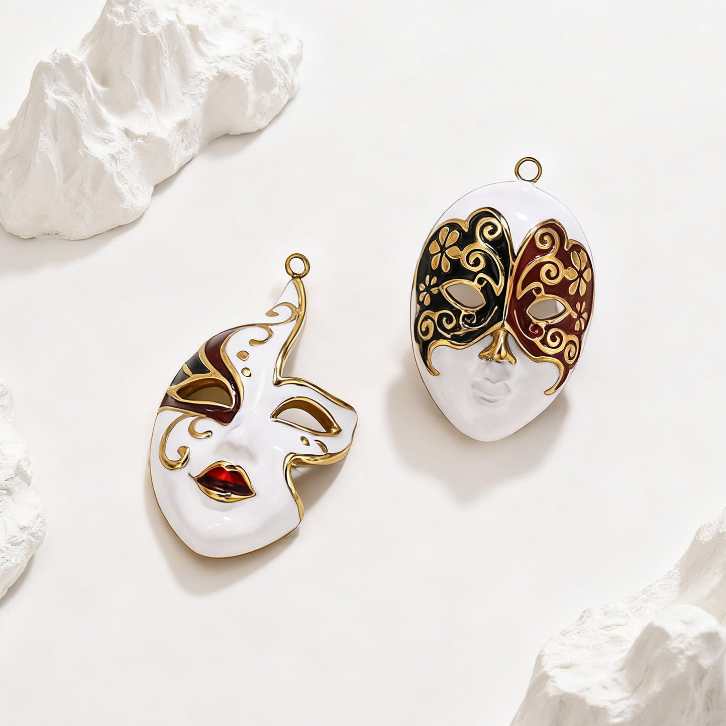 Stainless Steel Creative Chinese Peking Opera Mask Charms, Luxury High-End Enameled DIY Necklace Pendants, Traditional National Essence Jewelry