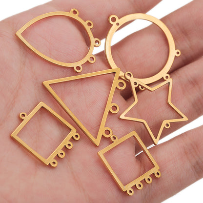 10PCS Stainless Steel Geometric Earring Connectors | Hollow-Out Design, Essential DIY Jewelry Supplies for Earring Making